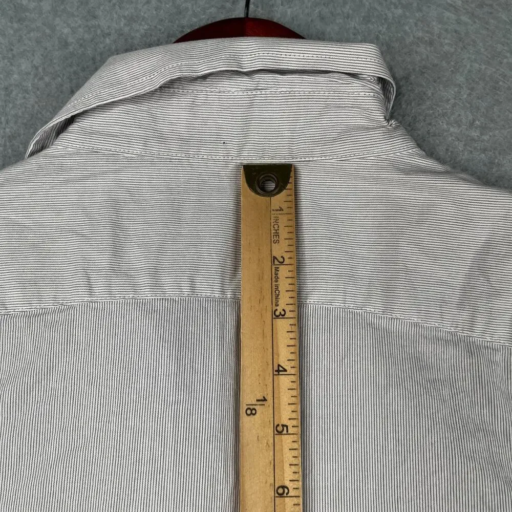 Banana Republic Slim Fit Gray Striped Shirt Button Up Long Sleeve Mens Large